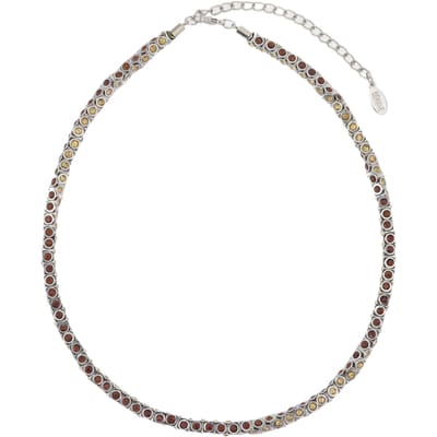 Behave – Ketting – Zilverkleurig – Honingbruin En Cognacbruine Kristallen – Nikkelvrij
