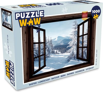 Puzzel Winter - Landschap - Natuur - Berg - Bomen - Doorkijk - Uitzicht - Legpuzzel - Puzzel 1000 stukjes volwassenen