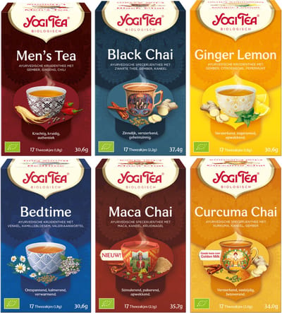 Yogi Tea - De 6 Beste Smaken voor Mannen - Cafeïnevrije Biologische Kruidenthee - ideale cadeau voor mannen - 6 Pakjes van 17 Theezakjes