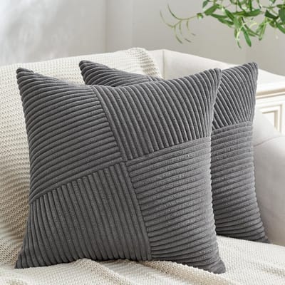 Decoratieve Kussenhoezen 60x60 cm Donkergrijs Satijn 2er Set met Windmill Strepen Patroon voor Woonkamer en Slaapkamer