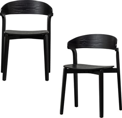 WOOOD Cras Eetkamerstoelen - Hout - Zwart - Set van 2