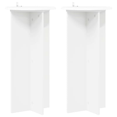 vidaXL - Plantenstand - 2 - st - Wit - Ø40 - x - 80 - cm - Bewerkt - hout