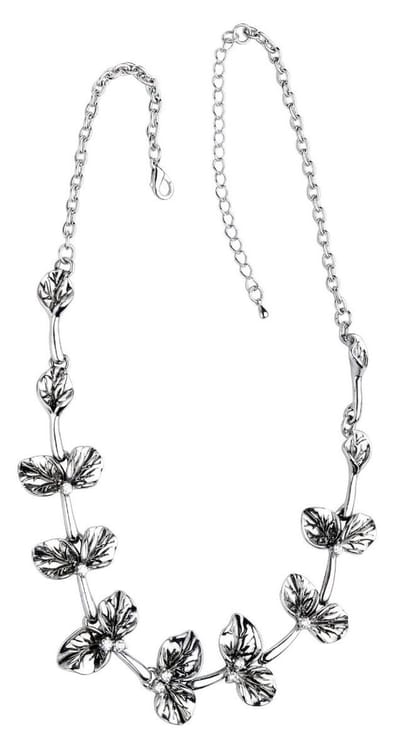 Behave - Korte ketting bladvorm kristalstenen - Glanzend zilverkleur - Mode-accessoire