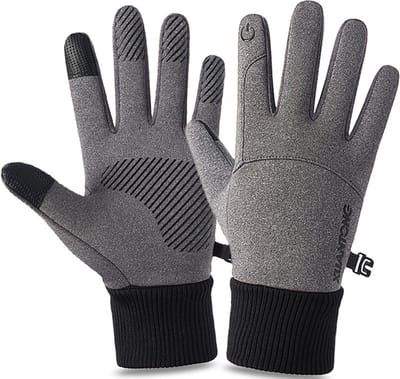 Fleece Handschoenen met Touchscreen bediening – Wind en Waterdicht – Maat L – Grijs
