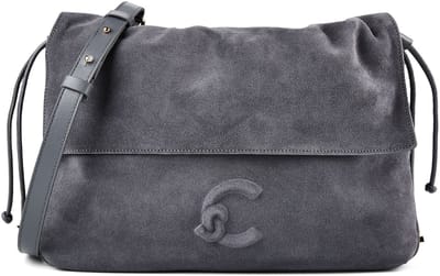 COCCINELLE Leren schoudertas Lidia Handbag Suede Leather / Smooth Leather Stove / Stove blauwgrijs