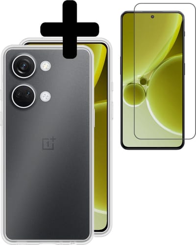 Hoesje - Met Screenprotector - Geschikt voor OnePlus Nord 3 - Sterk & Shockproof - Back Cover - Siliconen Case - Telefoon Hoes - Telefoonhoesjes - Transparant
