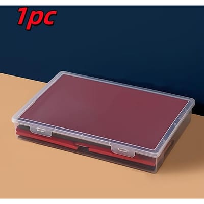 1 stuks A4-formaat Transparante Plastic Opbergdoos met Scharnierend Deksel, Ruimtebesparende Desktop Opbergdoos voor Kantoor- en Schoolspullen, Desktop Opbergdoos transparant