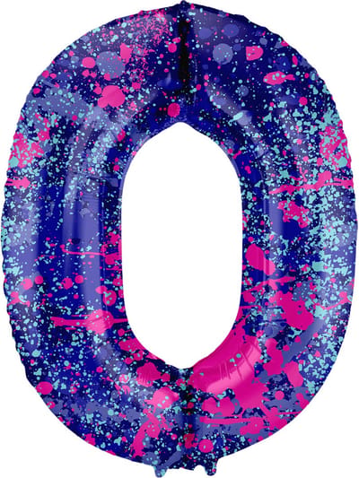 Folat - Folieballon Cijfer 0 Paint Splash - 86 cm