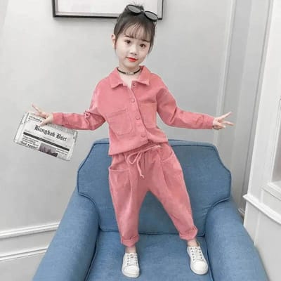 Meisjespakken Lente en Herfst Kinderkleding Kinder Tweedelig Koreaanse Kleding Vrouwelijke Studenten Middelbare Leeftijd Kinderpakken 120