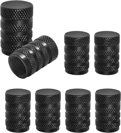 8 stuks - Bandenventieldoppen - Zwarte autobandstofdoppen - Bandenventieldoppen - Duurzame universele aluminium bandenstofdoppen - Ventieldoppen voor auto's, fietsen, vrachtwagens en motoren