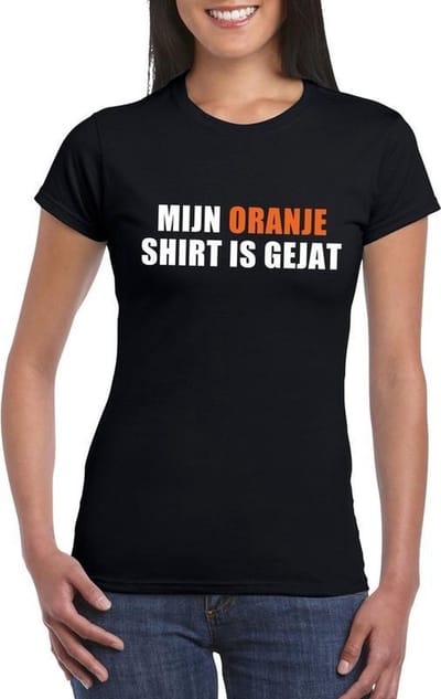 Mijn oranje shirt is gejat t-shirt zwart dames S