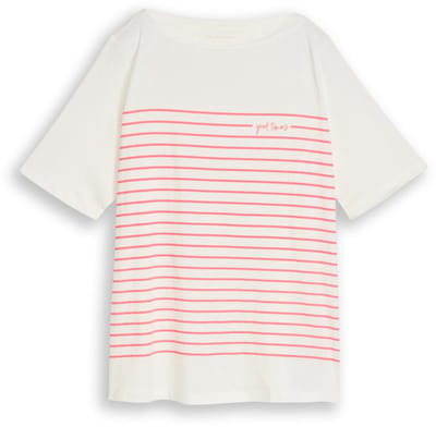 Tom Tailor - Plus Size - T-shirt met streepjesmotief - Maat 46 - Whisper White