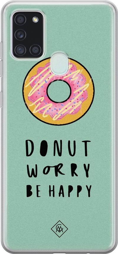 Casimoda® hoesje - Geschikt voor Samsung A21s - Donut Worry - Backcover - Siliconen/TPU - Roze