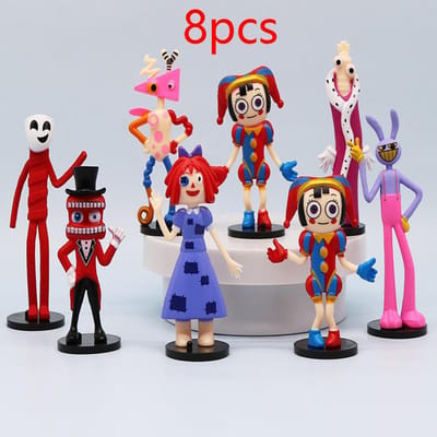 8 stuks/set The Amazing Digital Circus Anime Cartoon Karakters Figuur GK Model PVC Actiefiguren Speelgoed Tide Play Kinderen Verjaardagscadeau blue