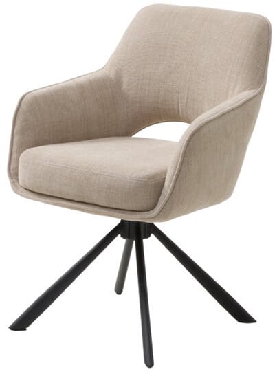 Eetkamerstoel Cowley draaibaar - Chenille - Beige - 59x65x86 cm - eetkamerstoelen set van 2