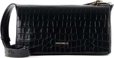 COCCINELLE Leren Schoudertas Josephine Croco Shoulder Bag Noir Zwart