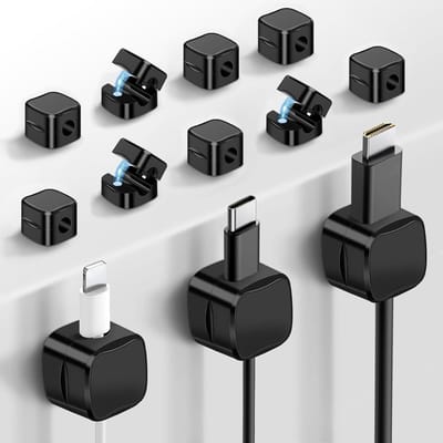 Kabelhouders set van 12 - magnetische kabelclips - zwart - voor kabelbeheer en organisatie - SnelShoppen