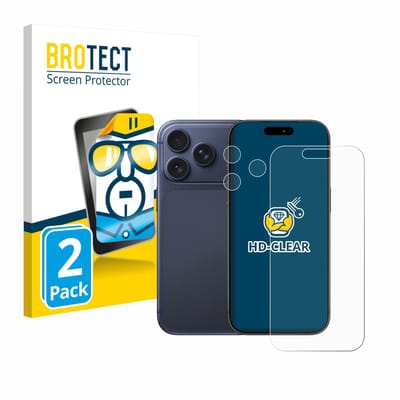 BROTECT - Screenprotector voor Apple iPhone 17 Pro (Voor+Camera) - Folie Beschermfolie transparant 2 Stuks