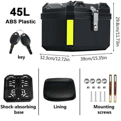 Miryx Koffer - Motorfiets Achterkoffer - Opbergbox - Gereedschapskist - Gereedschapskoffers - 45L - Waterdicht - Zwart