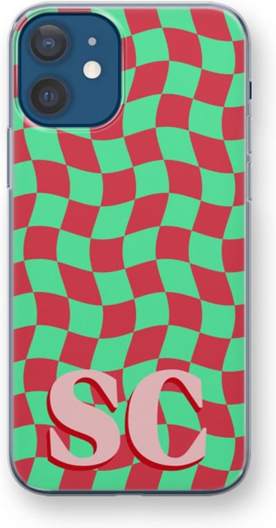 Gepersonaliseerd - Case Company® - Hoesje geschikt voor iPhone 12 mini hoesje - Grid Monogram - Soft Cover Telefoonhoesje - Bescherming aan alle Kanten en Schermrand