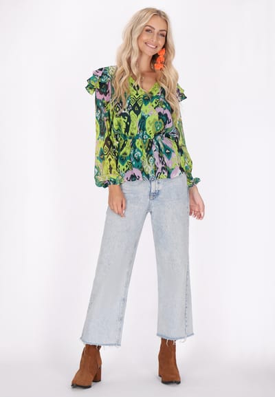 IZIA Blouse Dames Groen Veelkleurig