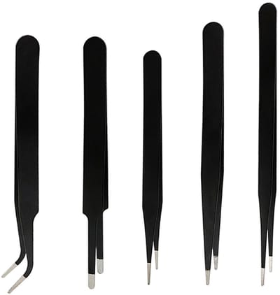 Dailygoody - Professionele Pincet Set - Roestvrijstalen Precisie Pincetten - 5-delig - Antistatische Pincetten - Perfect voor Laboratorium en Reparati