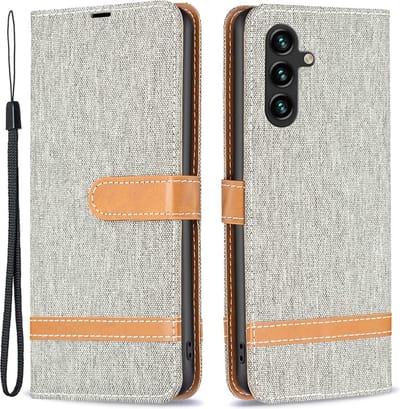 Coverup Hoesje - Geschikt voor Samsung Galaxy A55 Hoesje - Coverup Denim Book Case - Grijs