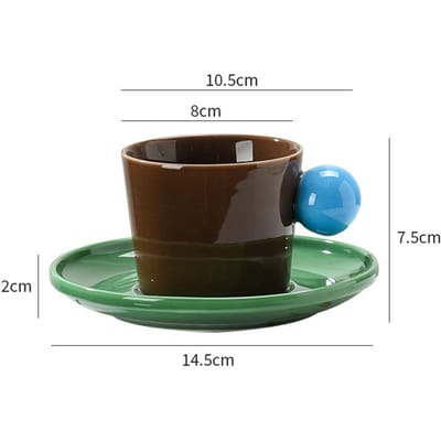 Tasses et Soucoupes pour Boulettes de Viande de Couleur Contrastée Ensemble Tasse en Céramique Tasse à Café Exquise Tasse à Eau Colorée Sous Glaçure Tasse Super Mignonne 180ml black