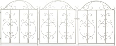 tuinpoort 3-delig - met versieringen - 2 delen - staal - 98,5 x 185 x 45 cm - wit