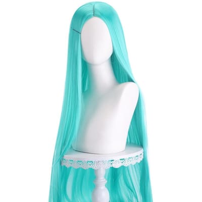 40 Inch Gekleurde Anime Lange Rechte Midden Gespleten Pony Dames Synthetische Pruik Geschikt voor Vakantiefeesten, Halloween Bal Rol-P 40inches&1pc white