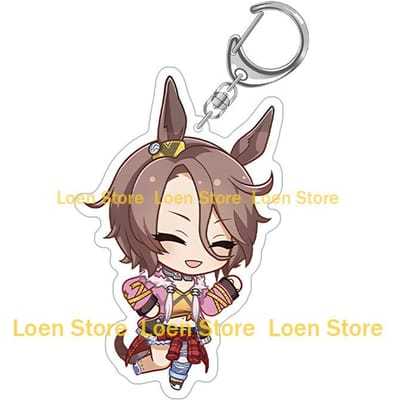 Uma Musume Pretty Derby Tokai Teio Silence Suzuka Gold Ship Mejiro McQueen Vodka Daiwa Scarlet Chibi Acryl sleutelhanger hanger 6CM Acrylic keychain gray