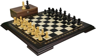Houten schaakset - Schaakbord met stukken - Strategisch spel - Gewogen stukken - 50 cm bord - Zwart