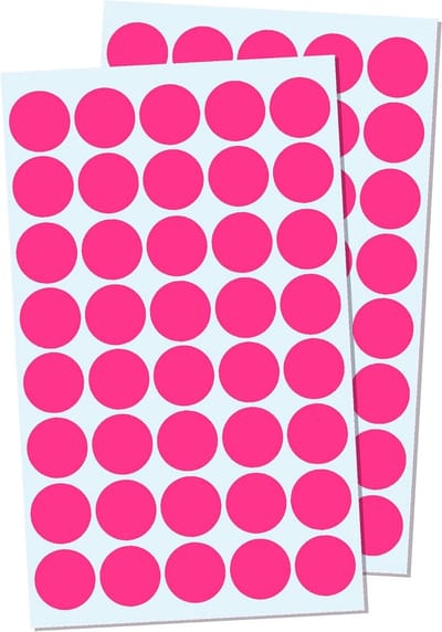 SnelShoppen - 2000 Stuks 20mm Ronde Stickers - Kleurige Punten - Zelfklevende Labels - Roze - Perfect voor Feesten, School, Creatieve Projecten, en Or