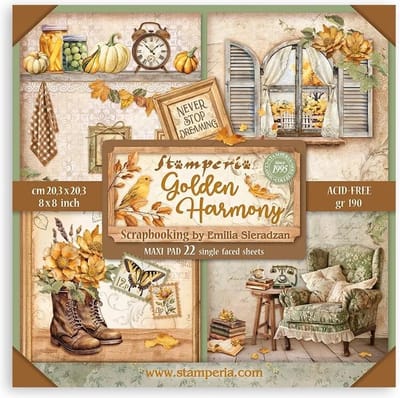 Stamperia - Golden Harmony 8x8 Inch Paper Pack Maxi (Single Face) (SBBSXB05)