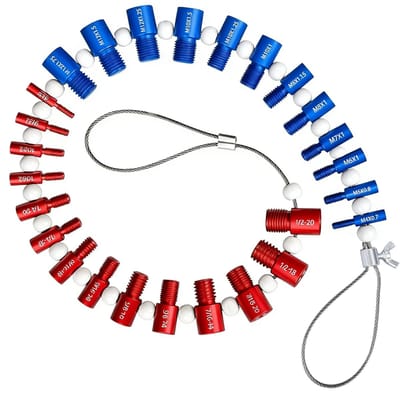 Dailygoods - Draad Checker, 26 Schroefdraadmeter voor Moeren en Bouten, 14 inch & 12 metrisch, Aluminiumlegering Draadmeter, Draadcontrole voor het Snel Controleren en Verifiëren van Maten