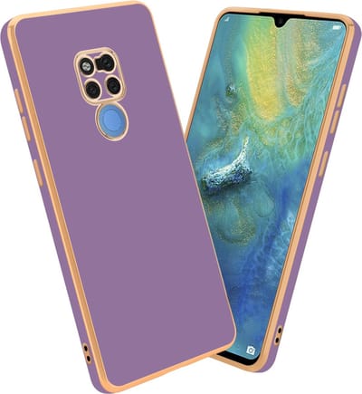 Cadorabo Hoesje geschikt voor Huawei MATE 20 in Glossy Paars - Goud - Beschermhoes Case Cover van flexibel TPU-silicone en met camerabescherming