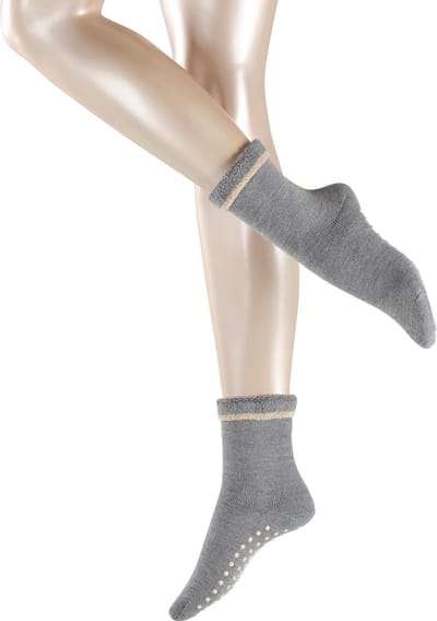 Esprit Cozy Noppen op de zool wol huissokken dames grijs - maat 35-38