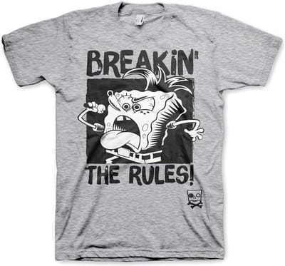 SpongeBob SquarePants Heren Tshirt -S- Breakin' The Rules Grijs