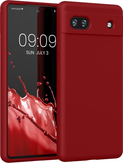 kwmobile telefoonhoesje geschikt voor Google Pixel 6a - Hoesje met siliconen coating - Smartphone case in rabarber rood