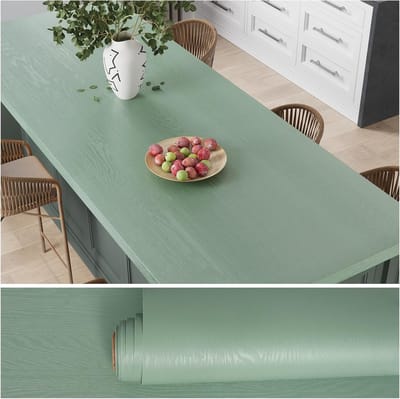 Smoky Green Houtbehang met Textuur - Zelfklevend Vinyl voor Keukenkasten, Waterdicht en Verwijderbaar voor Meubels en Slaapkamer - 40cm×300