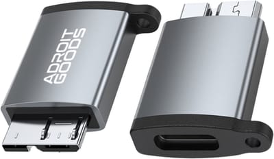 AdroitGoods USB Type-C naar USB 3.0 Micro-B Adapter – 400 MB/s supersnelle dataoverdracht - Aluminium design