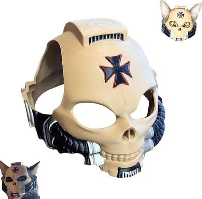 Daity 1 stuk - Kattenhelm, 3D-geprinte kattenhelm, kattenmasker — Stoer gotisch harnasmasker voor katten en kleine honden — Kattenaccessoire met doodskopdesign (1 stuk)