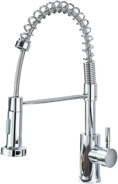 Keukenkraan met sproeier uittrekbaar - spiraalveer slang & 360° draaibaar - mat geborsteld nikkel premium design - eengreeps mengkraan & pull-down spray - hogedruk kraan voor spoelbak