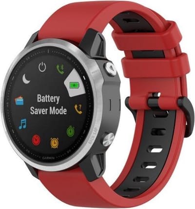 Sport bandje gesp geschikt voor Garmin Fenix 9 (43mm) / 9 Pro (43mm) 8 - 43mm / Fenix 7s (Pro - Solar - Sapphire Solar) / Fenix 6s (Pro - Sapphire) / Fenix 5s (Plus - Sapphire) / Epix Pro (Gen 2) 42mm / Instinct 2s - E - Rood en zwart