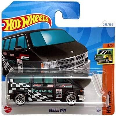 HOT WHEELS DODGE RAM VAN BLACK 248/250 1:64 HW VANS 5/5 SHORT CARD 2024