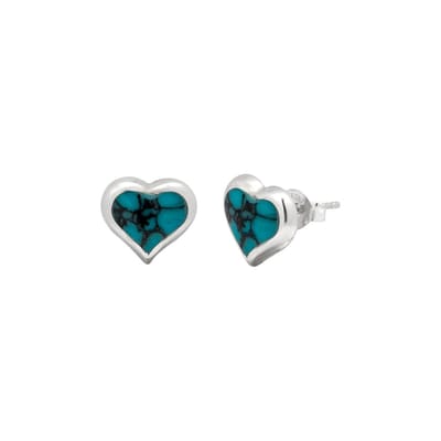 Zilveren oorstekers - hart met natuursteen - 925 zilver - 8mm