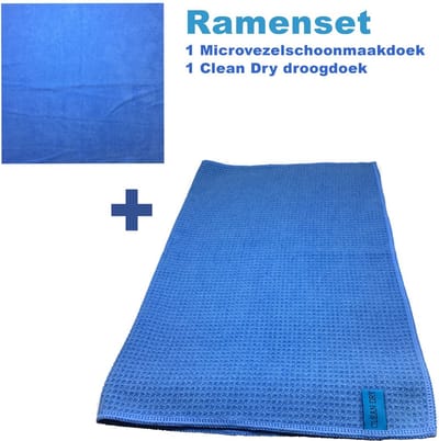 Ramenset raamdoeken microvezel glasdoeken droogdoek ramen Clean Dry blauw/blauw