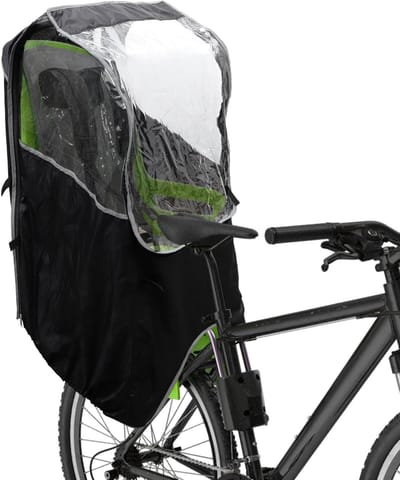 Waterdichte Fietsstoelhoes voor Kinderen, Beschermende Dekking tegen Regen en Wind, Transparant en Zwart, 1 Stuk