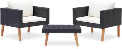 Tuinloungeset 3-delig - Outdoor zitgroep - Ontspannen buiten zitten - Weerbestendig PE-rotan - 76x67x60 cm - Zwart