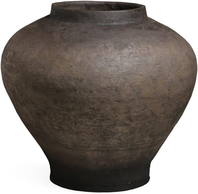 PTMD Nakela Dark Brown Fiber Cement Vintage Jar Pot